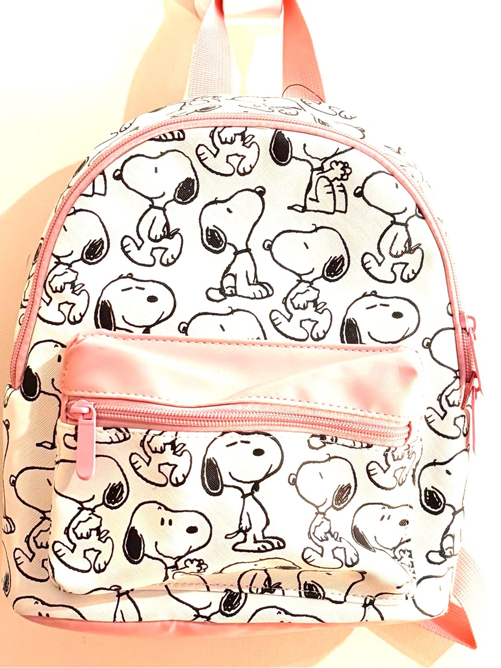 Hard to find Pink and white Snoopy All Over Small Backpack Brand New